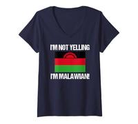 Femme Drapeau du Malawi avec Inscription « I'm Not Yelling » T-Shirt avec Col en V