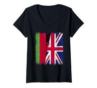 Femme Drapeau du Malawi - Patrimoine Britannique du Malawi T-Shirt avec Col en V