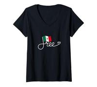 Femme Drapeau du Mexique Gratuit - Art de la liberté Mexicaine T-Shirt avec Col en V