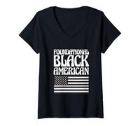 Femme Drapeau du Mois de l'histoire des Noirs T-Shirt avec Col en V