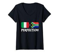Femme Drapeau du Patrimoine d'Afrique du Sud Plus Italie Perfection T-Shirt avec Col en V