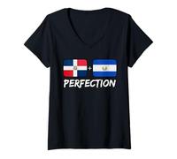 Femme Drapeau du Patrimoine et de la Perfection Dominicaine et salvadorienne T-Shirt avec Col en V