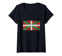 Femme Drapeau du Pays Basque Ikurrina Espagne T-Shirt avec Col en V