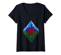 Femme Drapeau du Peuple rom Drapeau Gitane géométrique Patrimoine rom T-Shirt avec Col en V