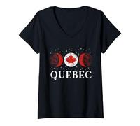 Femme Drapeau du Québec Canada T-Shirt avec Col en V