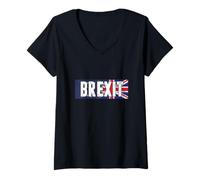 Femme Drapeau du Royaume-Uni Brexit - Cadeau de l'Union Européenne T-Shirt avec Col en V