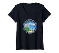 Femme Drapeau du Sceau de l'État de l'Alaska T-Shirt avec Col en V