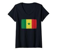 Femme Drapeau du Sénégal pour hommes, femmes, enfants T-Shirt avec Col en V