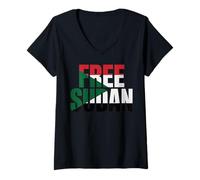 Femme Drapeau du Soudan Libre Afrique T-Shirt avec Col en V