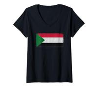 Femme Drapeau du Soudan pour hommes, femmes, enfants T-Shirt avec Col en V