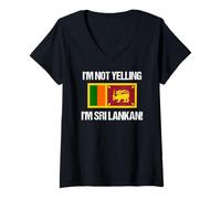 Femme Drapeau du Sri Lanka « I'm Not Yelling » T-Shirt avec Col en V