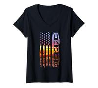 Femme Drapeau du Texas américain - Paysage fierté - Cactus T-Shirt avec Col en V