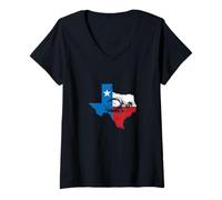 Femme Drapeau du Texas nageur T-Shirt avec Col en V