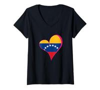 Femme Drapeau du Venezuela Pride Art du Patrimoine vénézuélien T-Shirt avec Col en V