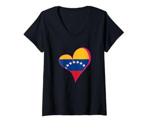 Femme Drapeau du Venezuela Pride Art du Patrimoine vénézuélien T-Shirt avec Col en V