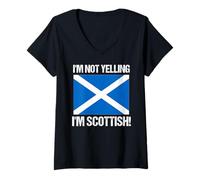 Femme Drapeau écossais « I'm Not Yelling » T-Shirt avec Col en V