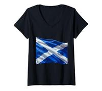 Femme Drapeau écossais Motif Drapeau écossais Amoureux de l'Écosse T-Shirt avec Col en V