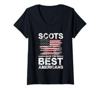 Femme Drapeau écossais « The Best Americans » T-Shirt avec Col en V