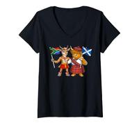 Femme Drapeau Écosse Afrique du Sud Racines écossaises T-Shirt avec Col en V