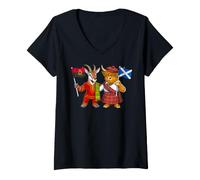 Femme Drapeau Écosse Angola Racines écossaises-angolaises Héritage T-Shirt avec Col en V