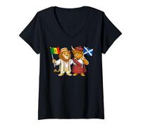 Femme Drapeau Écosse Sénégal Racines écossaises-sénégalaises T-Shirt avec Col en V