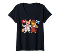Femme Drapeau Écosse Tunisie Racines écossaises tunisiennes T-Shirt avec Col en V