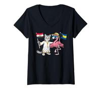 Femme Drapeau Égypte Bahamas Racines Égyptiennes Héritage Bahaméen T-Shirt avec Col en V