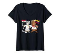Femme Drapeau Égypte Colombie Racines Égyptiennes Héritage T-Shirt avec Col en V