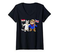 Femme Drapeau Égypte Costa Rica Racines Égyptiennes Héritage T-Shirt avec Col en V
