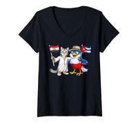 Femme Drapeau Égypte Cuba Racines Égyptiennes Héritage Cubain T-Shirt avec Col en V