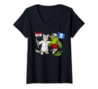 Femme Drapeau Égypte Guatemala Racines Égyptiennes Guatémaltèque T-Shirt avec Col en V