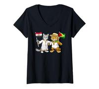 Femme Drapeau Égypte Guyana Racines Égyptiennes Héritage Guyanais T-Shirt avec Col en V