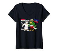 Femme Drapeau Égypte Haïti Racines Égyptiennes Héritage Haïtien T-Shirt avec Col en V