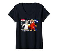 Femme Drapeau Égypte Honduras Racines Égyptiennes Hondurien T-Shirt avec Col en V
