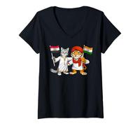 Femme Drapeau Égypte Inde Racines Égyptiennes Héritage Indien T-Shirt avec Col en V