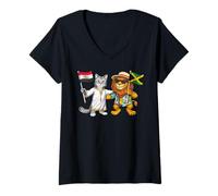 Femme Drapeau Égypte Jamaïque Racines Égyptiennes Héritage T-Shirt avec Col en V