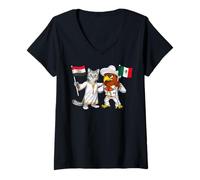 Femme Drapeau Égypte Mexique Racines Égyptiennes Héritage Mexicain T-Shirt avec Col en V