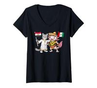 Femme Drapeau Égypte Mexique Racines Égyptiennes Héritage Mexicain T-Shirt avec Col en V