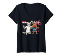 Femme Drapeau Égypte Norvège Racines Égyptiennes Norvégien T-Shirt avec Col en V