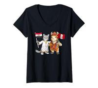 Femme Drapeau Égypte Pérou Racines Égyptiennes Héritage Péruvien T-Shirt avec Col en V
