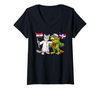 Femme Drapeau Égypte République Dominicaine Racines Égyptiennes T-Shirt avec Col en V