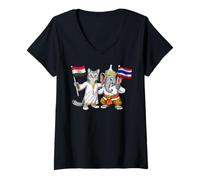 Femme Drapeau Égypte Thaïlande Racines Égyptiennes Héritage T-Shirt avec Col en V
