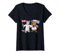 Femme Drapeau Égypte Uruguay Racines Égyptiennes Uruguayen T-Shirt avec Col en V
