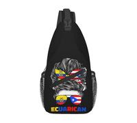 Femme Drapeau Équatorienne De Porto Rico Et De L'Équateur Sac À Bandoulière Multifonctionnel Pochette Epaule Pratique Sac Banane pour Randonnée Cyclisme Voyage