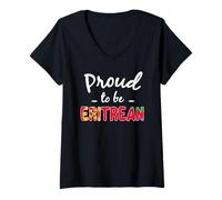 Femme Drapeau érythréen « Proud to Be Pride Heritage » T-Shirt avec Col en V