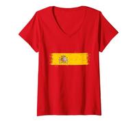 Femme Drapeau Espagne pour España Fierté du Fier Espagnol Expatrié T-Shirt avec Col en V
