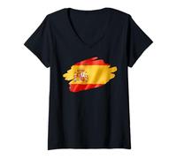 Femme Drapeau Espagnol de l'Espagne pour Amoureux des Voyages patriotiques T-Shirt avec Col en V