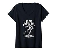 Femme Drapeau Football Chaos in Motion Retro Sunset Player T-Shirt avec Col en V