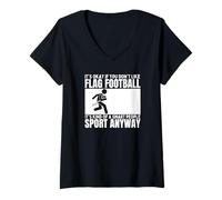 Femme Drapeau Football Is For Smart People Funny Flag Football T-Shirt avec Col en V