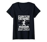 Femme Drapeau Football Is For Smart People Funny Flag Football T-Shirt avec Col en V